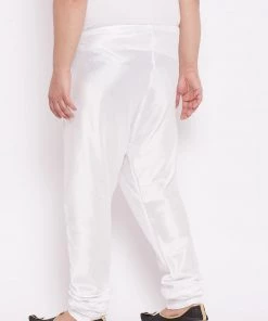 Pyjama VASTRAMAY Men's Plus Size White Cotton Silk Blend Churidar