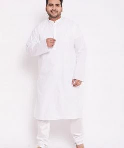 Pyjama VASTRAMAY Men's Plus Size White Cotton Silk Blend Churidar