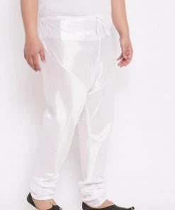 Pyjama VASTRAMAY Men's Plus Size White Cotton Silk Blend Churidar