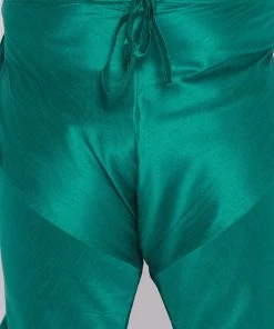 VASTRAMAY Men's Plus Size Turquoise Cotton Silk Blend Churidar Pyjama