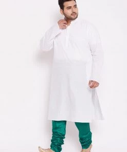 VASTRAMAY Men's Plus Size Turquoise Cotton Silk Blend Churidar Pyjama