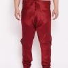 Vastramay Men's Maroon Cotton Silk Blend Pyjama