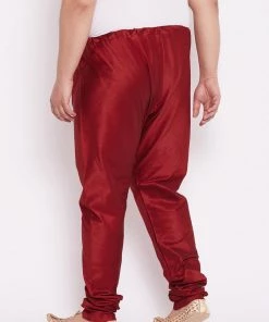 Vastramay Men's Maroon Cotton Silk Blend Pyjama