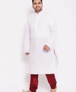 Vastramay Men's Maroon Cotton Silk Blend Pyjama