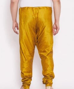 VASTRAMAY Men's Plus Size Mustard Cotton Silk Blend Pyjama