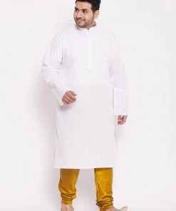 VASTRAMAY Men's Plus Size Mustard Cotton Silk Blend Pyjama