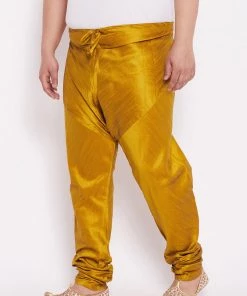 VASTRAMAY Men's Plus Size Mustard Cotton Silk Blend Pyjama