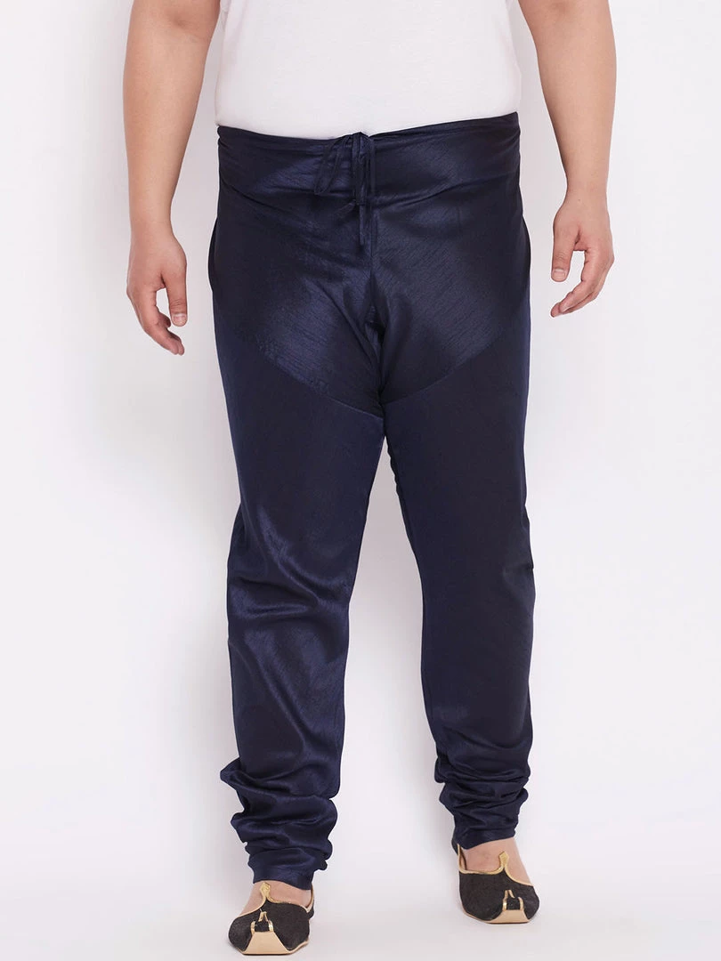 VASTRAMAY Men's Plus Size Blue Cotton Silk Blend Pyjama 3 VASTRAMAY Men's Plus Size Blue Cotton Silk Blend Pyjama