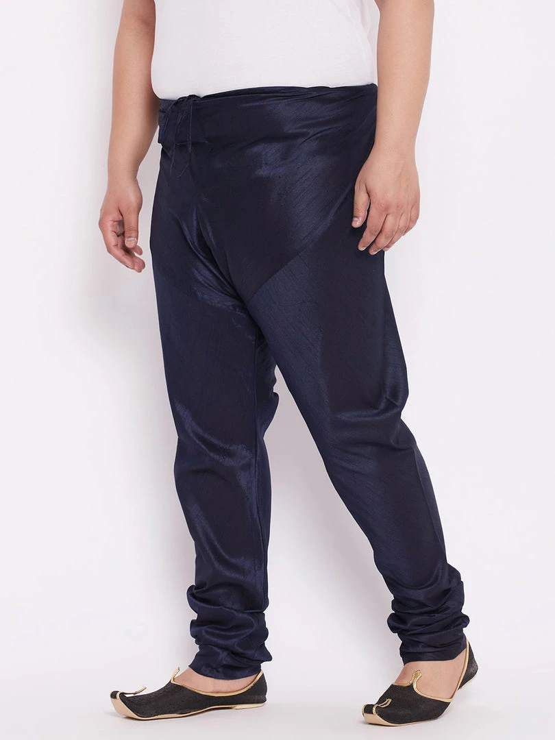 VASTRAMAY Men's Plus Size Blue Cotton Silk Blend Pyjama 4 VASTRAMAY Men's Plus Size Blue Cotton Silk Blend Pyjama