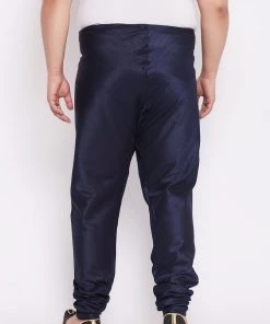 VASTRAMAY Men's Plus Size Blue Cotton Silk Blend Pyjama 11 VASTRAMAY Men's Plus Size Blue Cotton Silk Blend Pyjama