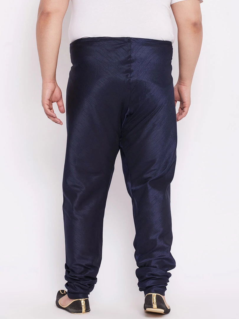 VASTRAMAY Men's Plus Size Blue Cotton Silk Blend Pyjama 5 VASTRAMAY Men's Plus Size Blue Cotton Silk Blend Pyjama