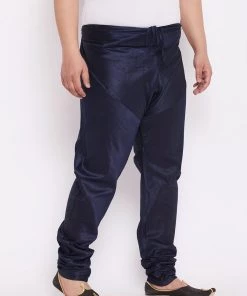 VASTRAMAY Men's Plus Size Blue Cotton Silk Blend Pyjama 14 VASTRAMAY Men's Plus Size Blue Cotton Silk Blend Pyjama