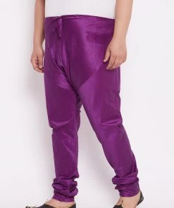 VASTRAMAY Men's Plus Size Purple Cotton Silk Blend Pyjama
