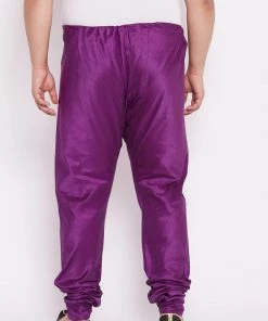 VASTRAMAY Men's Plus Size Purple Cotton Silk Blend Pyjama
