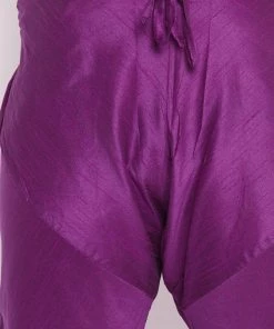 VASTRAMAY Men's Plus Size Purple Cotton Silk Blend Pyjama