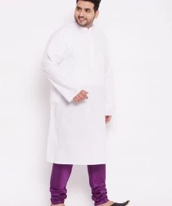 VASTRAMAY Men's Plus Size Purple Cotton Silk Blend Pyjama