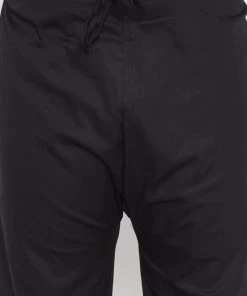 Plus Size Collection VASTRAMAY Men's Plus Size Black Cotton Blend Pathani Set