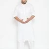 Plus Size Collection VASTRAMAY Men's Plus Size White Cotton Blend Pathani Set