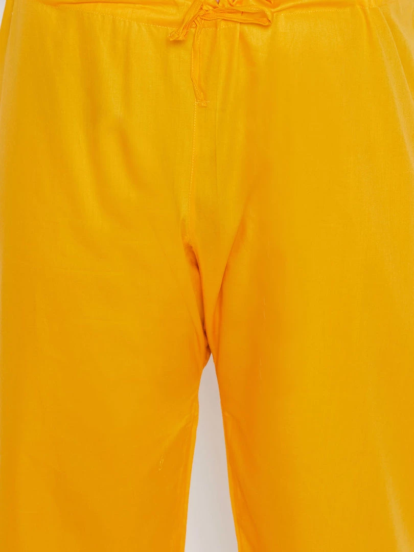VASTRAMAY Men's Plus Size Yellow Cotton Blend Pathani Set Plus Size Collection 7 VASTRAMAY Men's Plus Size Yellow Cotton Blend Pathani Set Plus Size Collection