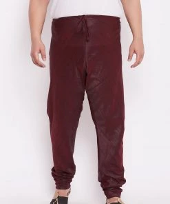 Vastramay Men's Plus Size Wine Silk Blend Pyjama