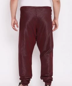 Vastramay Men's Plus Size Wine Silk Blend Pyjama