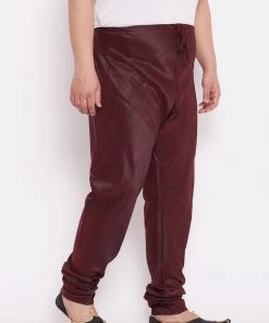 Vastramay Men's Plus Size Wine Silk Blend Pyjama