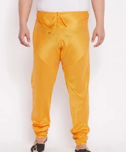 Vastramay Men's Plus Size Yellow Wine Silk Blend Pyjama