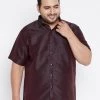 VASTRAMAY Men's Plus Size Wine Silk Blend Ethnic Shirt 2 VASTRAMAY Men's Plus Size Wine Silk Blend Ethnic Shirt