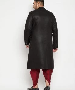 Vastramay Men's Plus Size Black Sherwani Set Plus Size Collection