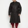 Vastramay Men's Plus Size Black Sherwani Set Plus Size Collection