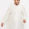 VASTRAMAY Men's Plus Size Cream Silk Blend Kurta Plus Size Collection