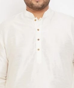 VASTRAMAY Men's Plus Size Cream Silk Blend Kurta Plus Size Collection