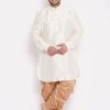 VASTRAMAY Men's Plus Size Cream Silk Blend Kurta And Rose Gold Dhoti Pant Set Plus Size Collection