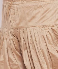 VASTRAMAY Men's Plus Size Cream Silk Blend Kurta And Rose Gold Dhoti Pant Set Plus Size Collection