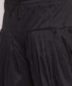 VASTRAMAY Men's Plus Size Golden Silk Blend Kurta And Black Dhoti Pant Set