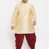 Vastramay Men's Plus Size Golden Silk Blend Kurta And Dhoti Pant Set Plus Size Collection