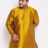 VASTRAMAY Men's Plus Size Mastard Silk Blend Kurta Plus Size Collection 1 VASTRAMAY Men's Plus Size Mastard Silk Blend Kurta Plus Size Collection