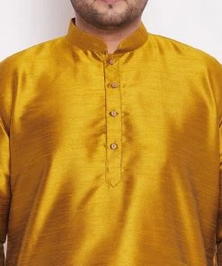 VASTRAMAY Men's Plus Size Mastard Silk Blend Kurta Plus Size Collection