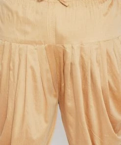 Vastramay Plus Size Collection Men's Plus Size Mustard And Rose Gold Silk Blend Kurta And Dhoti Set