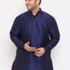 Plus Size Collection VASTRAMAY Men's Plus Size Navy Blue Silk Blend Kurta