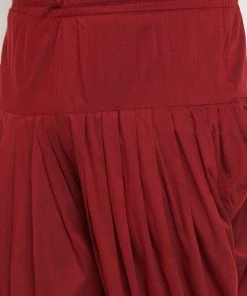 Plus Size Collection VASTRAMAY Men's Plus Size Navy Blue Silk Blend Kurta And Maroon Dhoti Pant Set