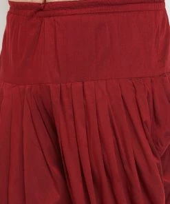 VASTRAMAY Men's Plus Size Rose Gold Silk Blend Kurta And Maroon Dhoti Pant Set