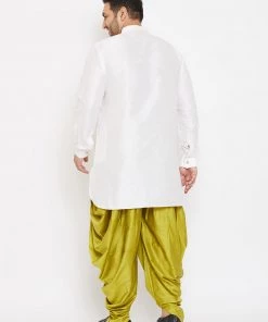 Vastramay Men's Plus Size White Silk Blend Kurta And Dhoti Pant Set Plus Size Collection 11 Vastramay Men's Plus Size White Silk Blend Kurta And Dhoti Pant Set Plus Size Collection