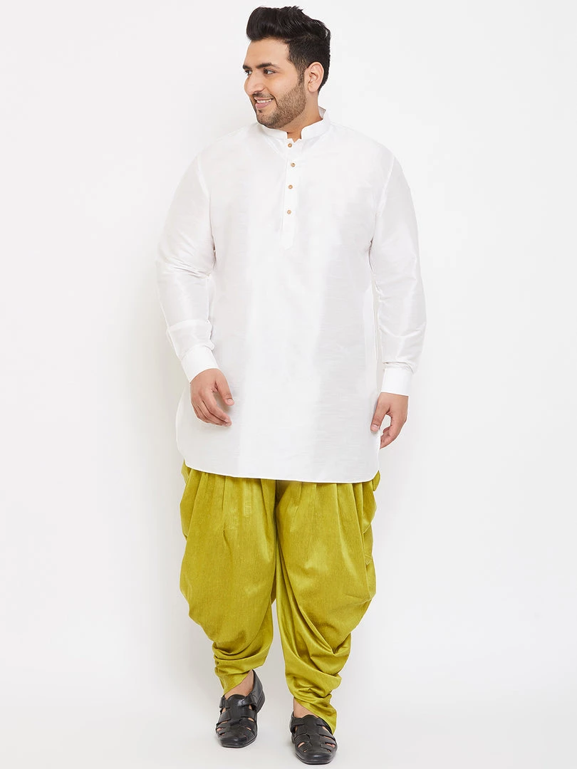 Vastramay Men's Plus Size White Silk Blend Kurta And Dhoti Pant Set Plus Size Collection 8 Vastramay Men's Plus Size White Silk Blend Kurta And Dhoti Pant Set Plus Size Collection