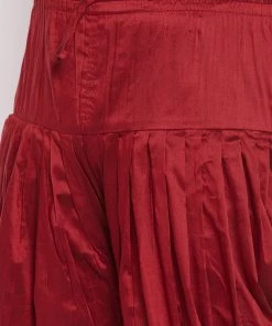 Vastramay Men's Plus Size White Silk Blend Kurta And Maroon Dhoti Pant Set