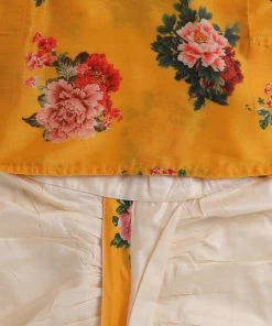 VASTRAMAY SISHU Infant Boys Multicolor-Base-Yellow Cotton Blend Kurta And Dhoti Set