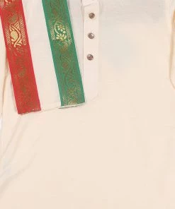 VASTRAMAY SISHU Boy's Cream-Coloured Kurta With Dhoti Pants & With Dupatta Boys