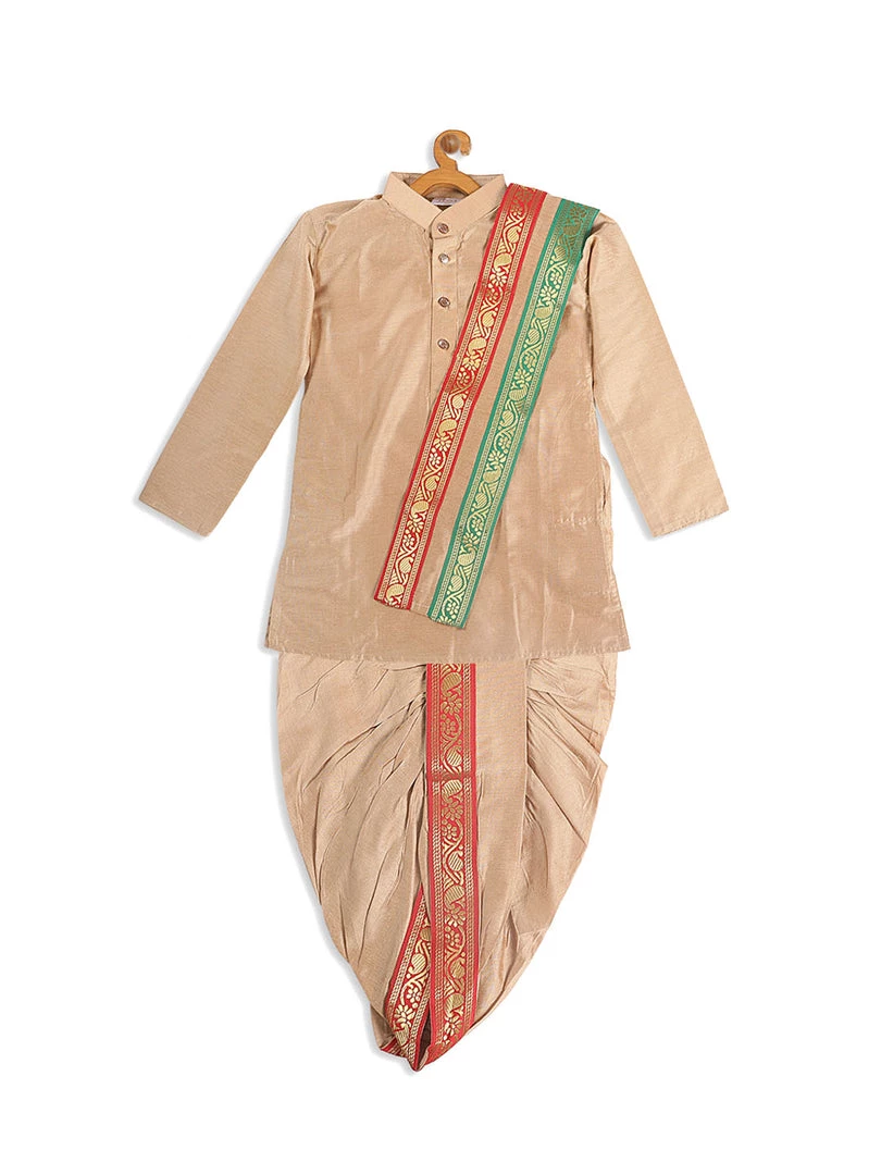 Boys VASTRAMAY SISHU Boy's Rose Gold Kurta With Dhoti Pants & With Dupatta 5 Boys VASTRAMAY SISHU Boy's Rose Gold Kurta With Dhoti Pants & With Dupatta