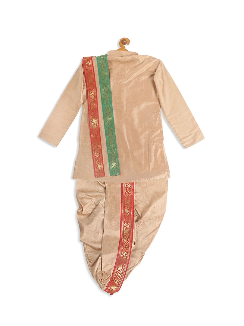 Boys VASTRAMAY SISHU Boy's Rose Gold Kurta With Dhoti Pants & With Dupatta 6 Boys VASTRAMAY SISHU Boy's Rose Gold Kurta With Dhoti Pants & With Dupatta