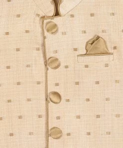 VASTRAMAY SISHU Boys Gold -Toned Woven Design Slim-Fit Nehru Jacket